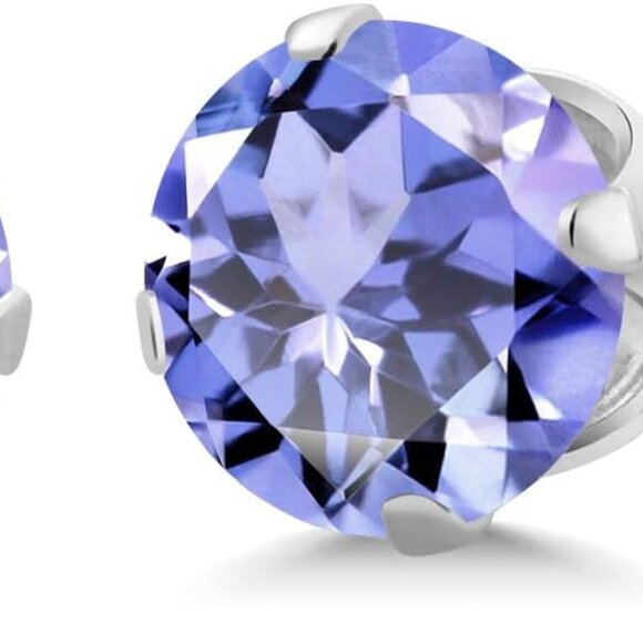 Sterling Silver Tanzanite Stud Earrings 1.00 Cttw Birthstone Jewelry for Women